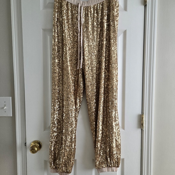 Victoria's Secret Other - Victoria's Secret Gold Sequin Jogger Lounge/Pajama